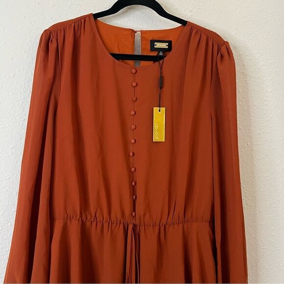 ALEXIA ADMOR Long Sleeve Fit and Flare Mini Chiffon Dress NEW Size 12 - Picture 2 of 6